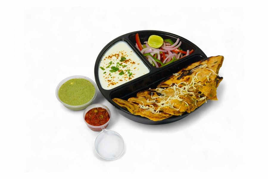 Tandoori Whole Wheat Flour Cheese Masala Paratha With Curd
