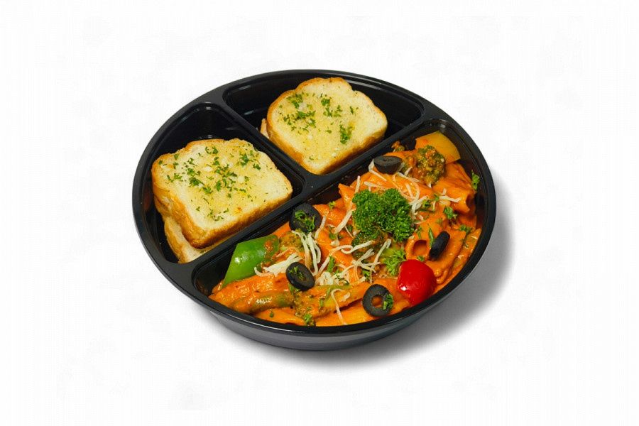 Penne Pasta In Rose' Sauce- Garlic Bread