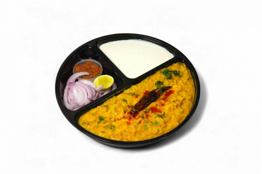 Dal Khichdi- Curd Onion Salad, Achar