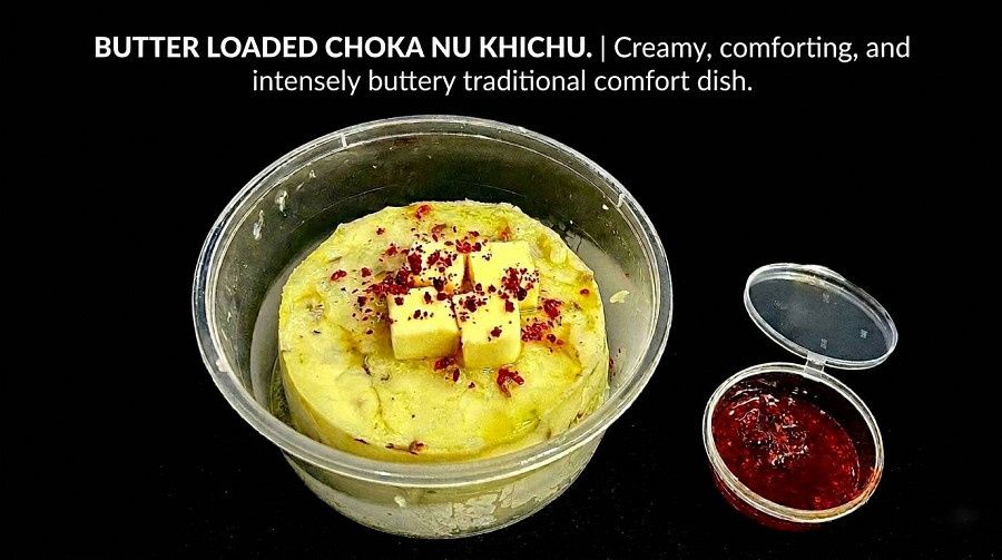 Butter Loaded Steam Hot Chokha Nue Khichu