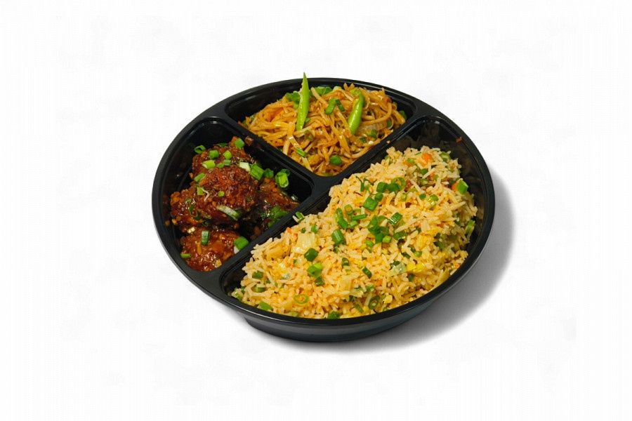 Chilli Garlic Noodles With Veg Fried Rice- Manchurian Dry