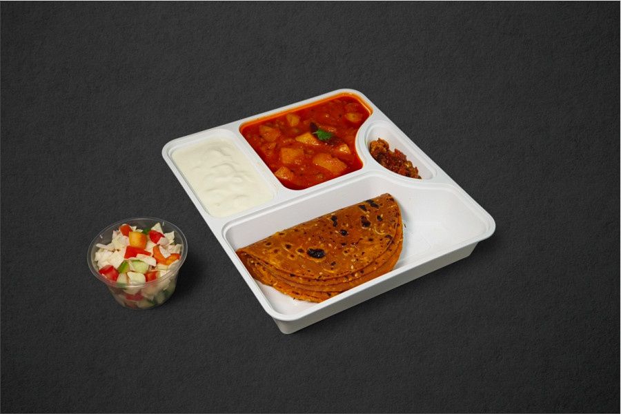 Thepla 4 Pcs- Sukhi Bhaji- Dahi