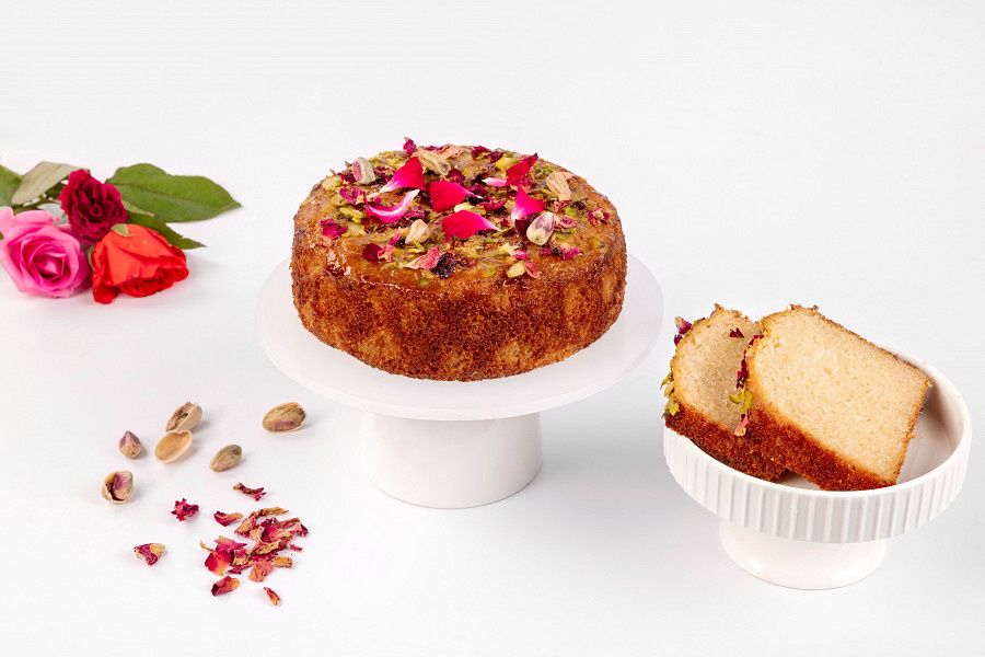 Rose Mawa Pistachio Cake