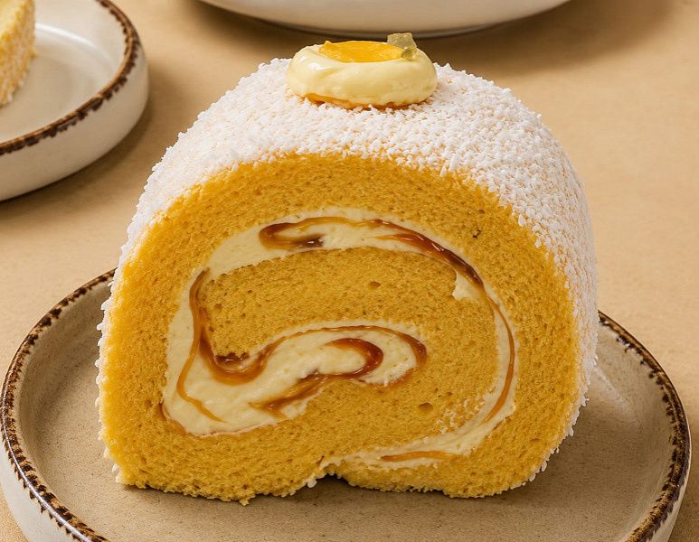 Mango Coconut Swiss Roll