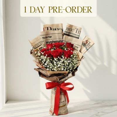 Red Roses In Vintage Wrap