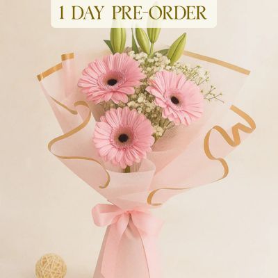 Gerbera And Gypso Hand Bouquet