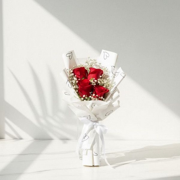 Red Roses Bouquet With Baby’s Breath