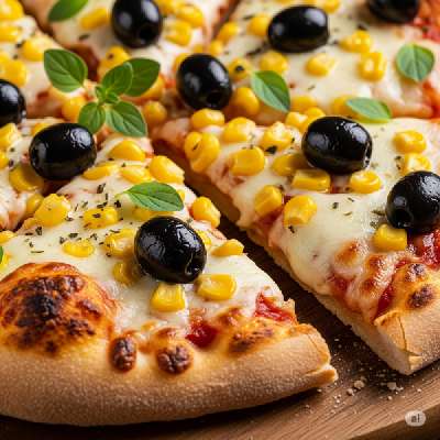 Sweetcorn Cheese And Olives Pizza