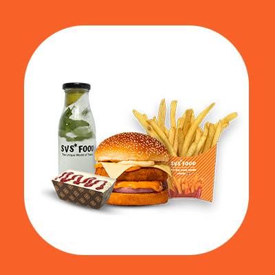 Burger + Fries+ Beverage + Malai Cake