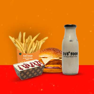 Burger + Fries+ Beverage + Malai Cake