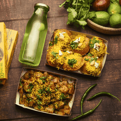 Kolkata Jhuri Puchka+Aloo Chaat+ Choose Your Drinks