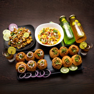 Regular Puchka, Litti Chokha, Dahi Vada, Aloo Kaabli & Drink