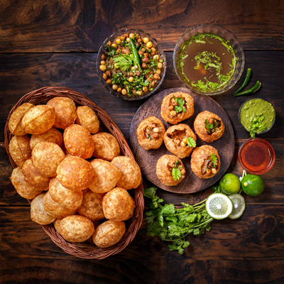 Dahi Puchka+Spicy Churmur Chaat+Chocolate Puchka