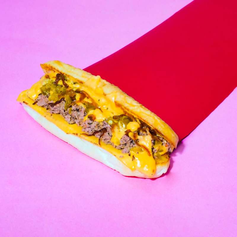 Philly Lamb Cheese Steak  Hot Dog
