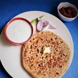 Tawa Aloo Pyaaz Paratha With Achar