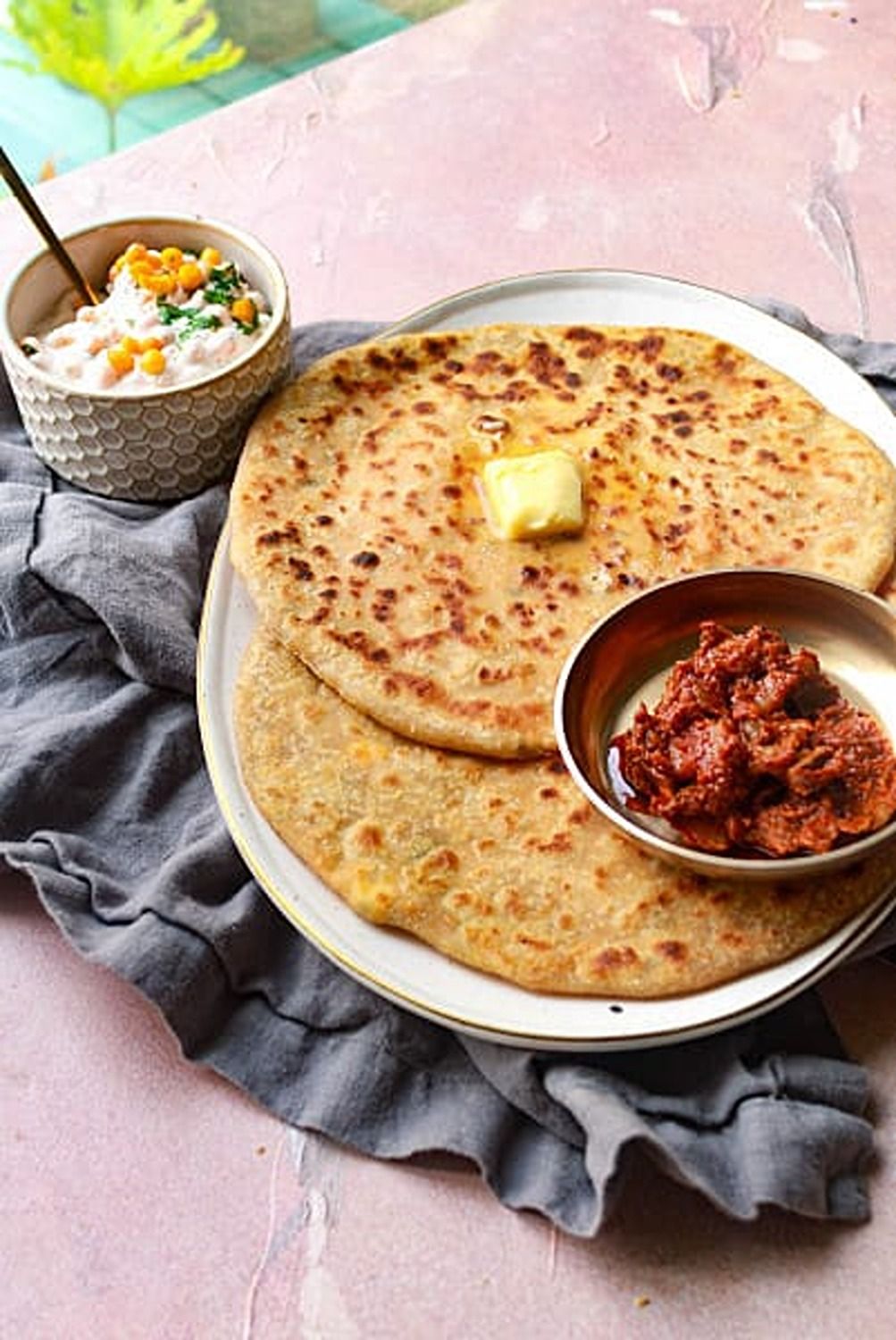 Paneer Paratha With Achar