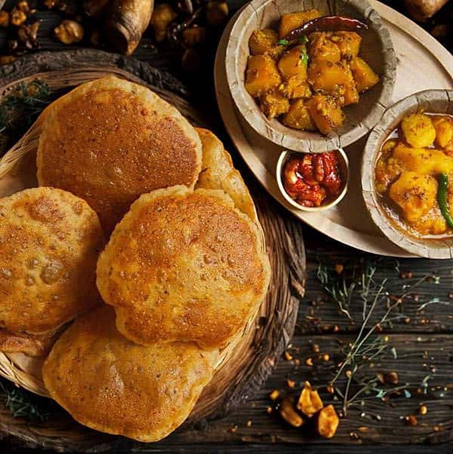 Poori+Aloo+Kaddu Sabzi(Purani Delhi Waala)
