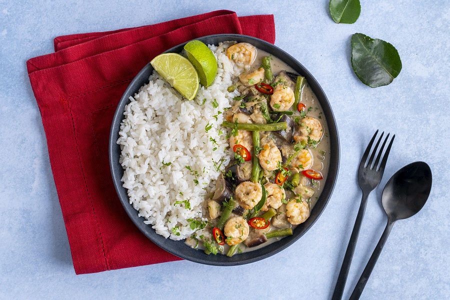 Thai Geen Curry Rice Mean Bowl - Prawns