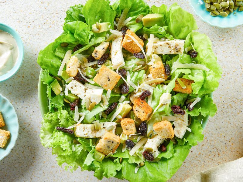 Flax Caesar Salad ( High Protein, High Fiber)