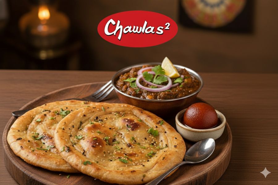 Amritsari Kulcha With Chole, Amul Butter And Gulab Jamun