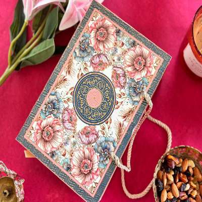 Gift Box-Dry Fruit 2 Jar Floral Pink
