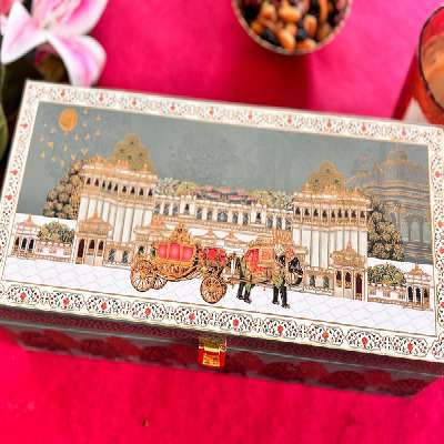 Gift Box -3 Jar Dry Fruits Elephant Green