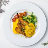 Veg Steak With Roasted Bell Pepper Sauce