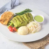 Fish Steak In Mustard Sauce With Greens