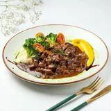 Peppery Buff Steak Bites On Silky Rosemary Potato Mash
