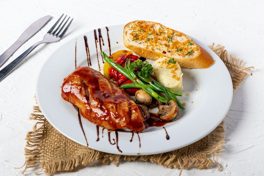 Juicy Grilled Chicken Steak In BBQ Sauce
