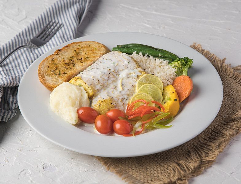 Grilled Fish Steak In Lemon Butter Sauce