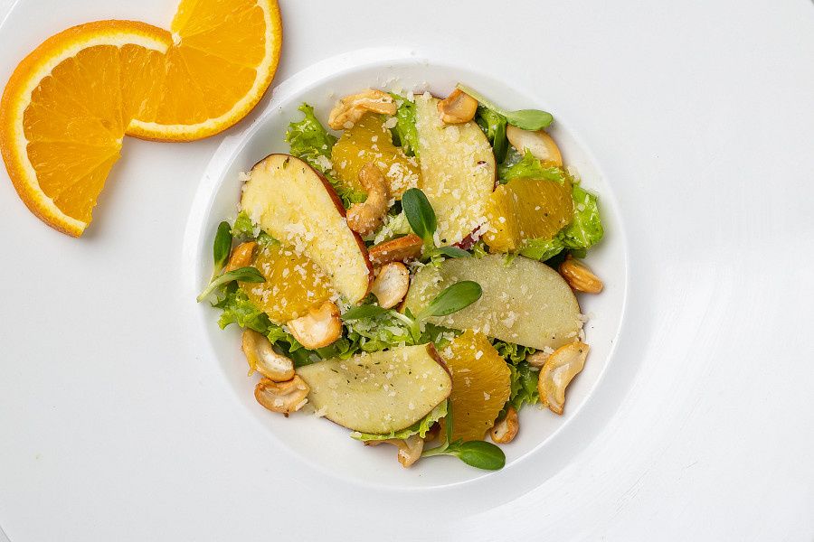 Red Apple, Orange And Nuts Salad