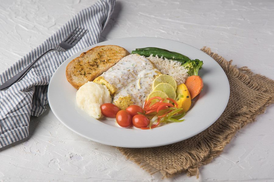 Grilled Fish Steak In Lemon Butter Sauce