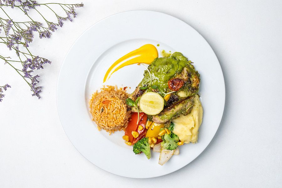 Grilled Chicken Steak With Cilantro Mint Dressing