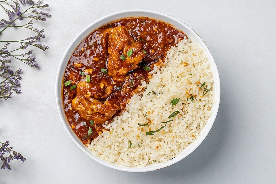 Chicken Manchurian With Herbed Rice Bowl
