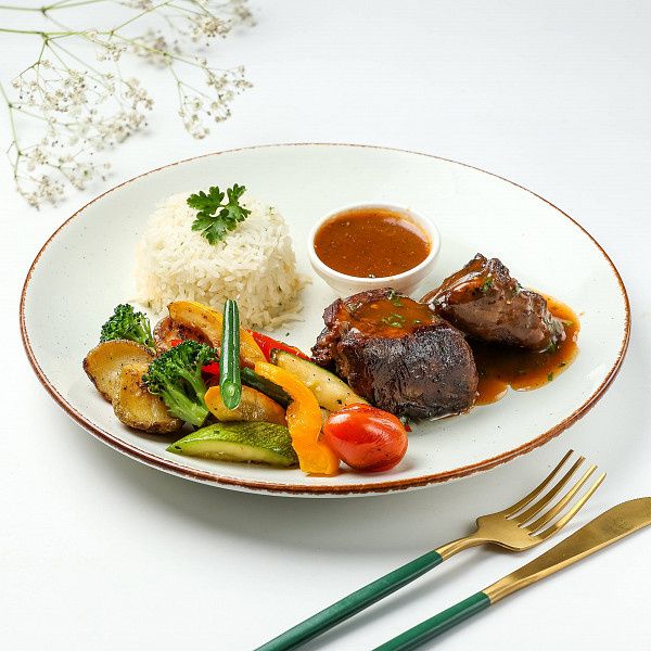 Seared Buff Tenderloin In Brown Jus