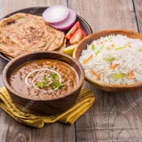 Dal Makhni+Rice+1 Plain Pranthi+Salad