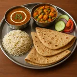 Dal Makhni+Mix Veg.+Rice+1 Plain Pranthi+Salad