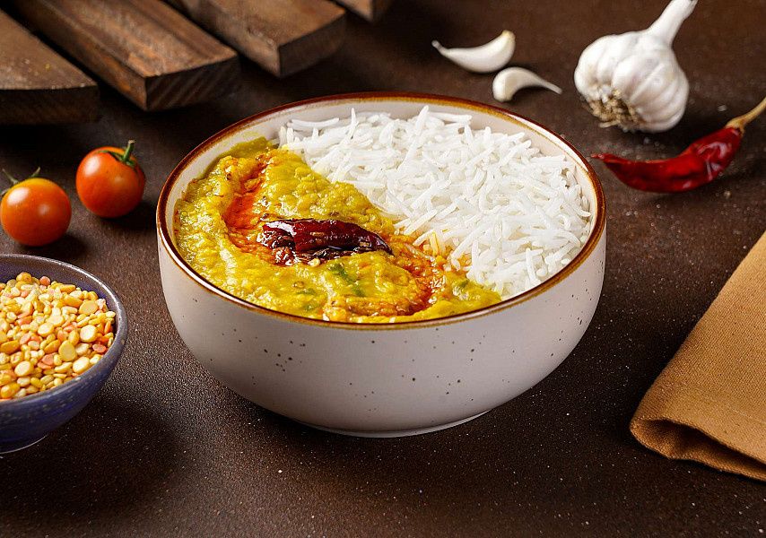 Yellow Dal+Rice+Salad