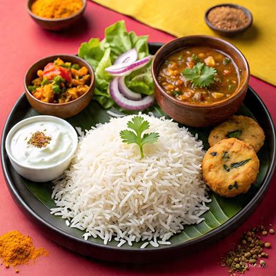 White Channa+Rice+Salad