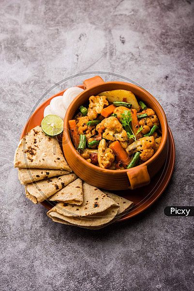 Mix Vegitable With Two Plain Parathi, Salad