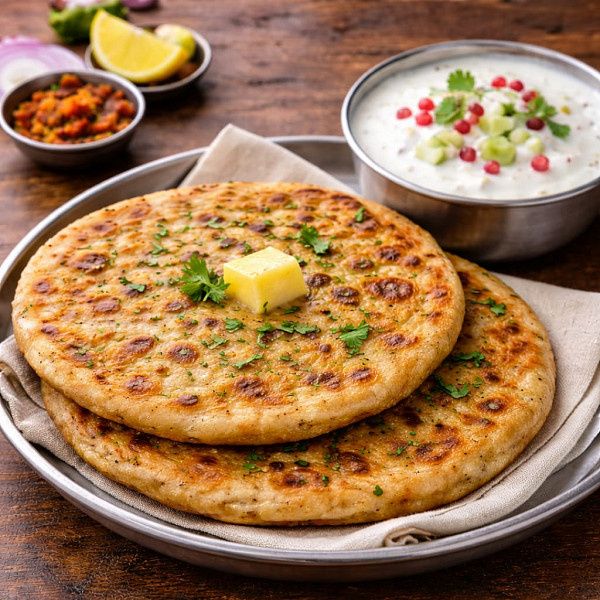 2 Stuffed Paratha With Choice Of Curd Or 2 Butter