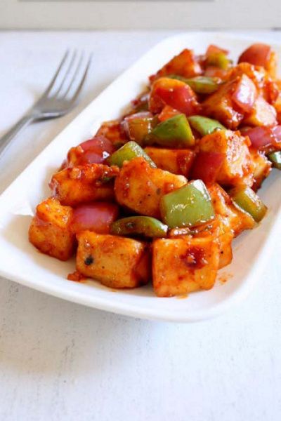 Dry Paneer Cooked With Onion And Capsicum