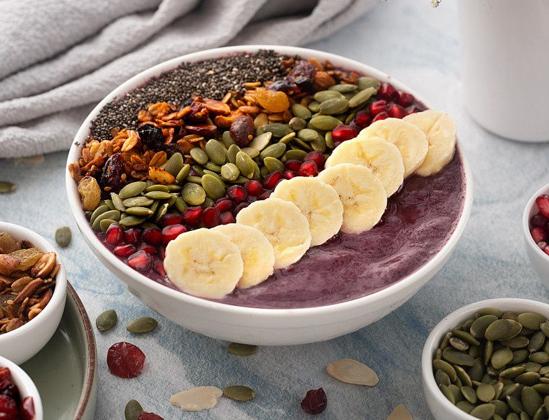 Banana Acai Berries Smoothies Bowl