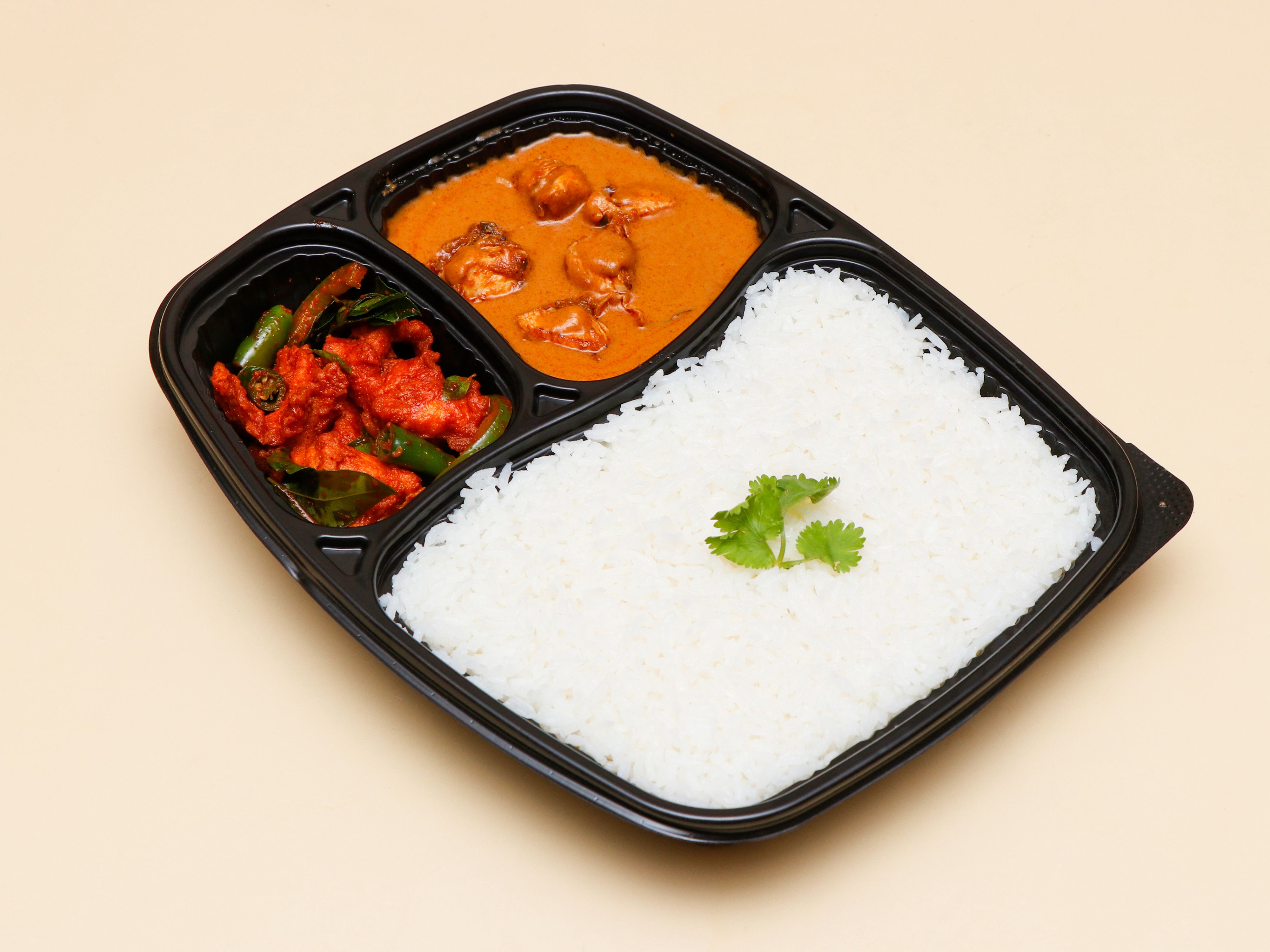 Ghee Rice With Chicken Varaval Boneless And Chilly Chicken Boneless