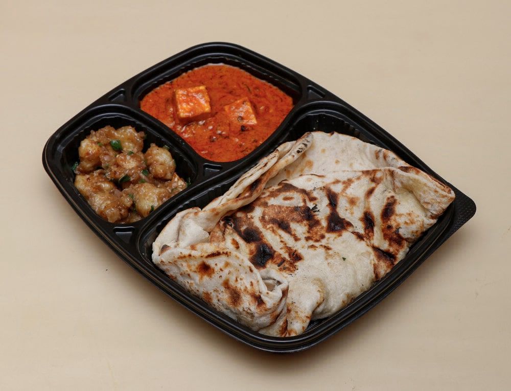 2 Naan, Paneer Butter Masala and Gobi Manchurian