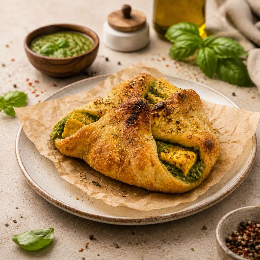 Green Chilli Pesto Stuffed Parcel