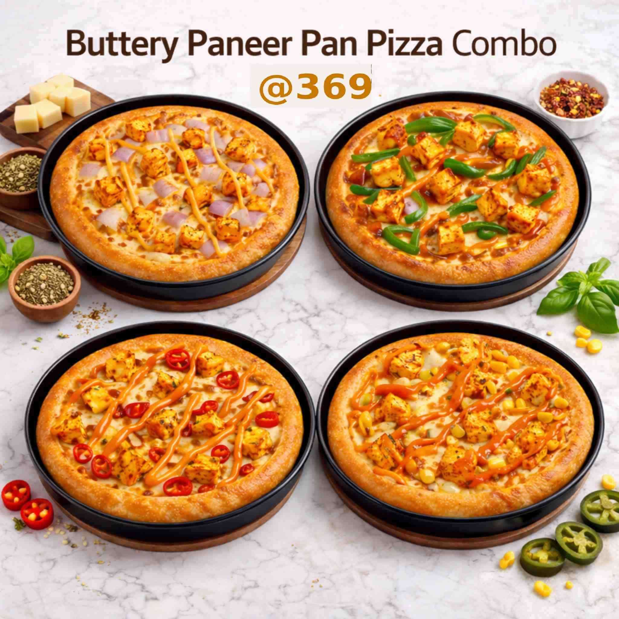 Paneer Buttery Pan Combo (4 Pizza)