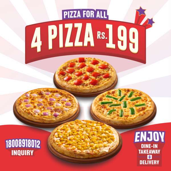 4 Pizza @Rs.199