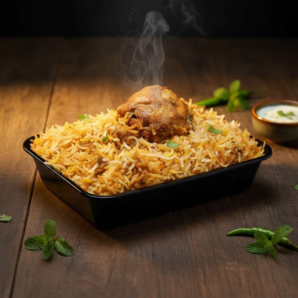 Golden Saffron Chicken Dum Biryani - Shahi Dawat